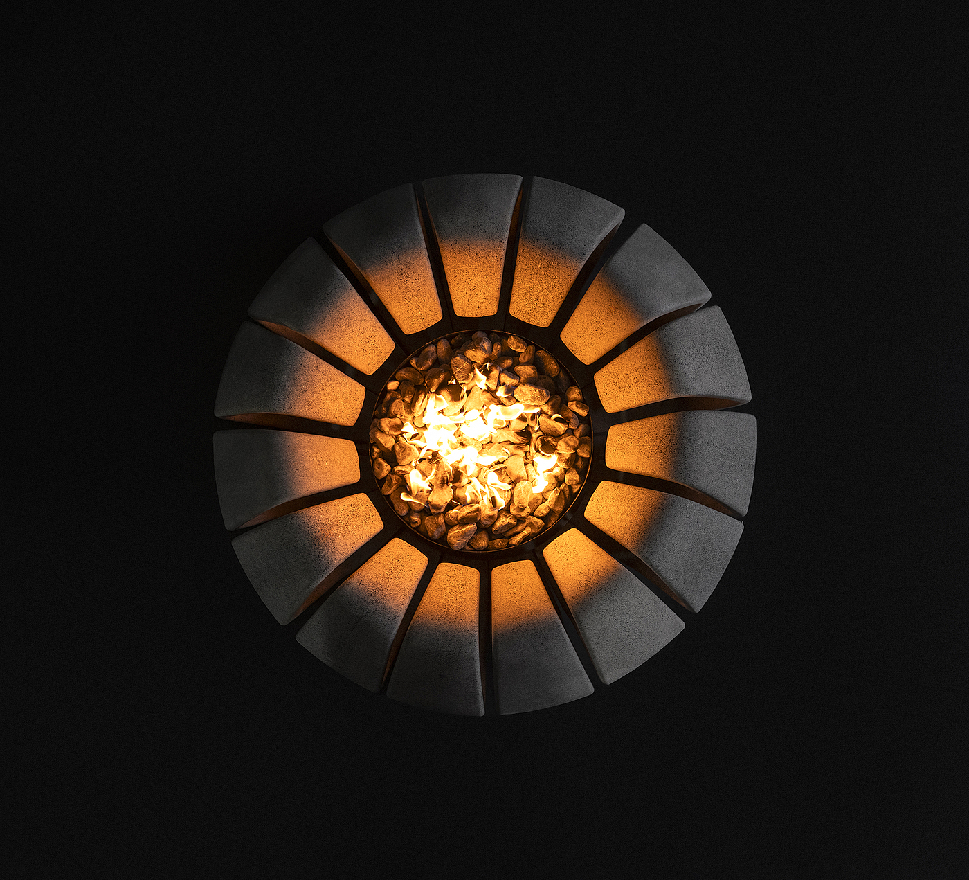 concrete，Fire pit，Sunflower，
