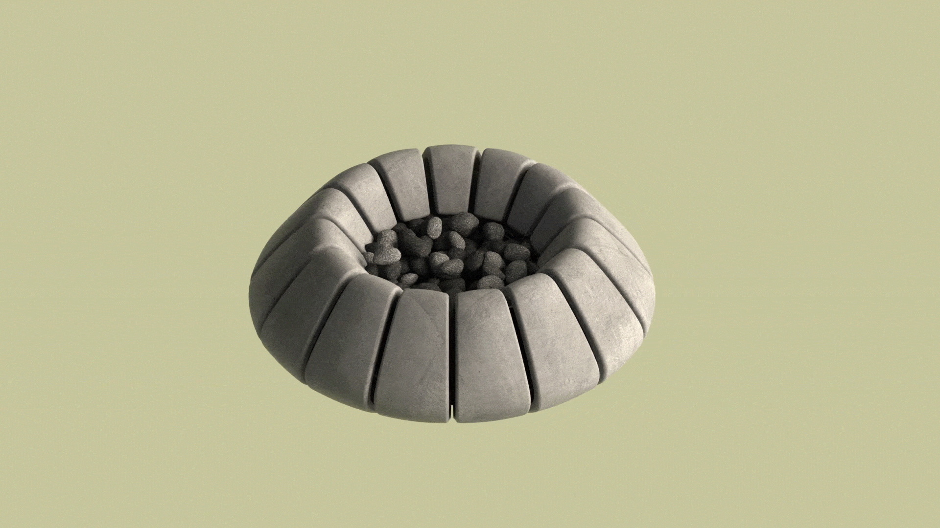 concrete，Fire pit，Sunflower，