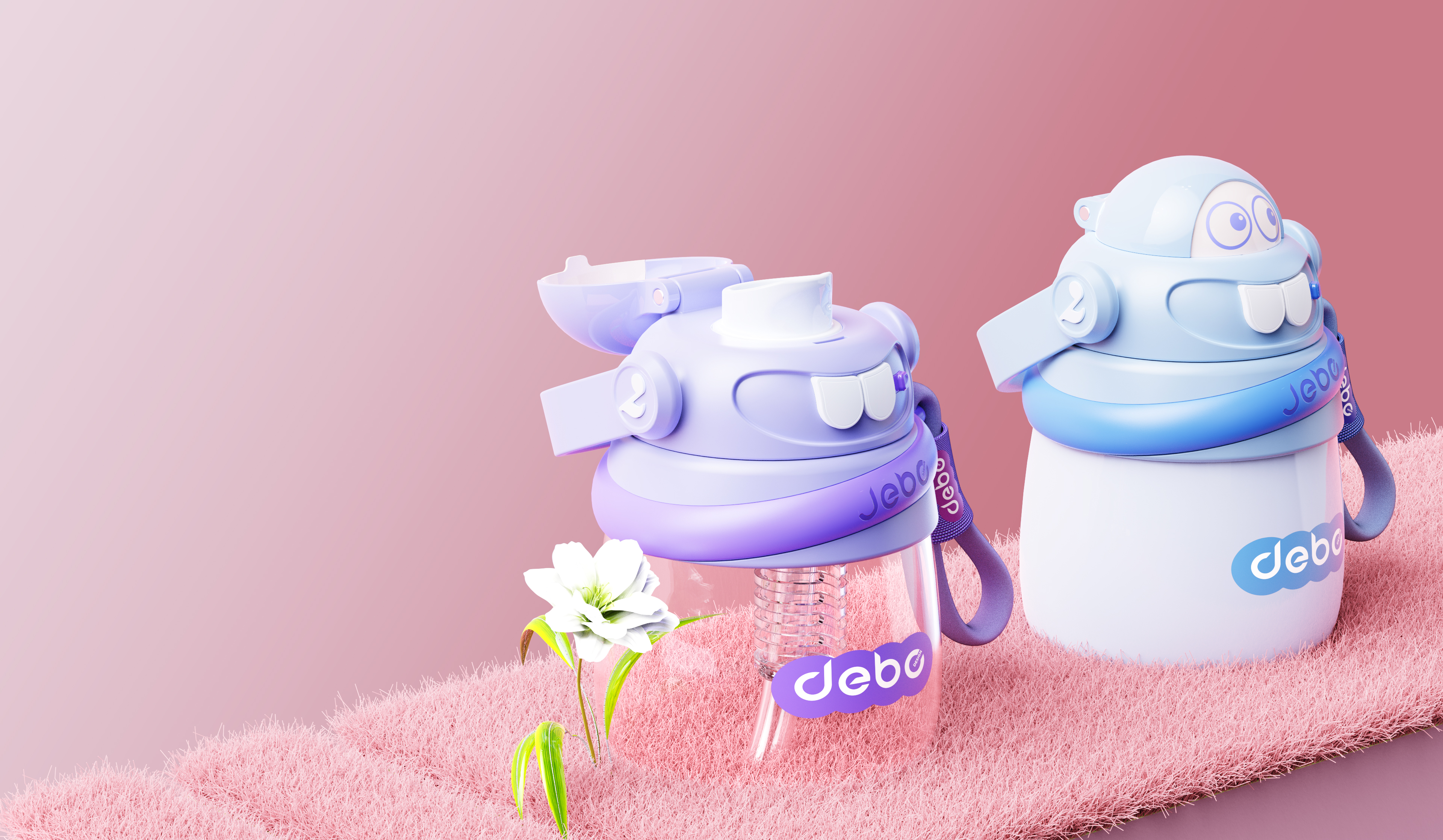 Children's water cup，Big belly cup，vacuum cup，product design，Product rendering，articles for daily use，industrial design，outdoor sport，