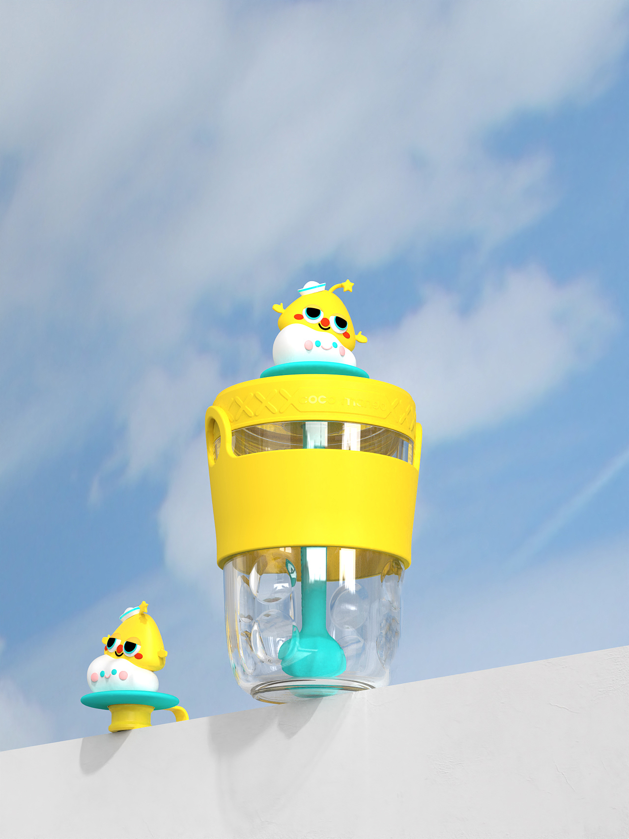 Straw cup，Summer Cup，Large capacity water cup，super cool and cute，Doll，Original IP，keyshot，rhino，