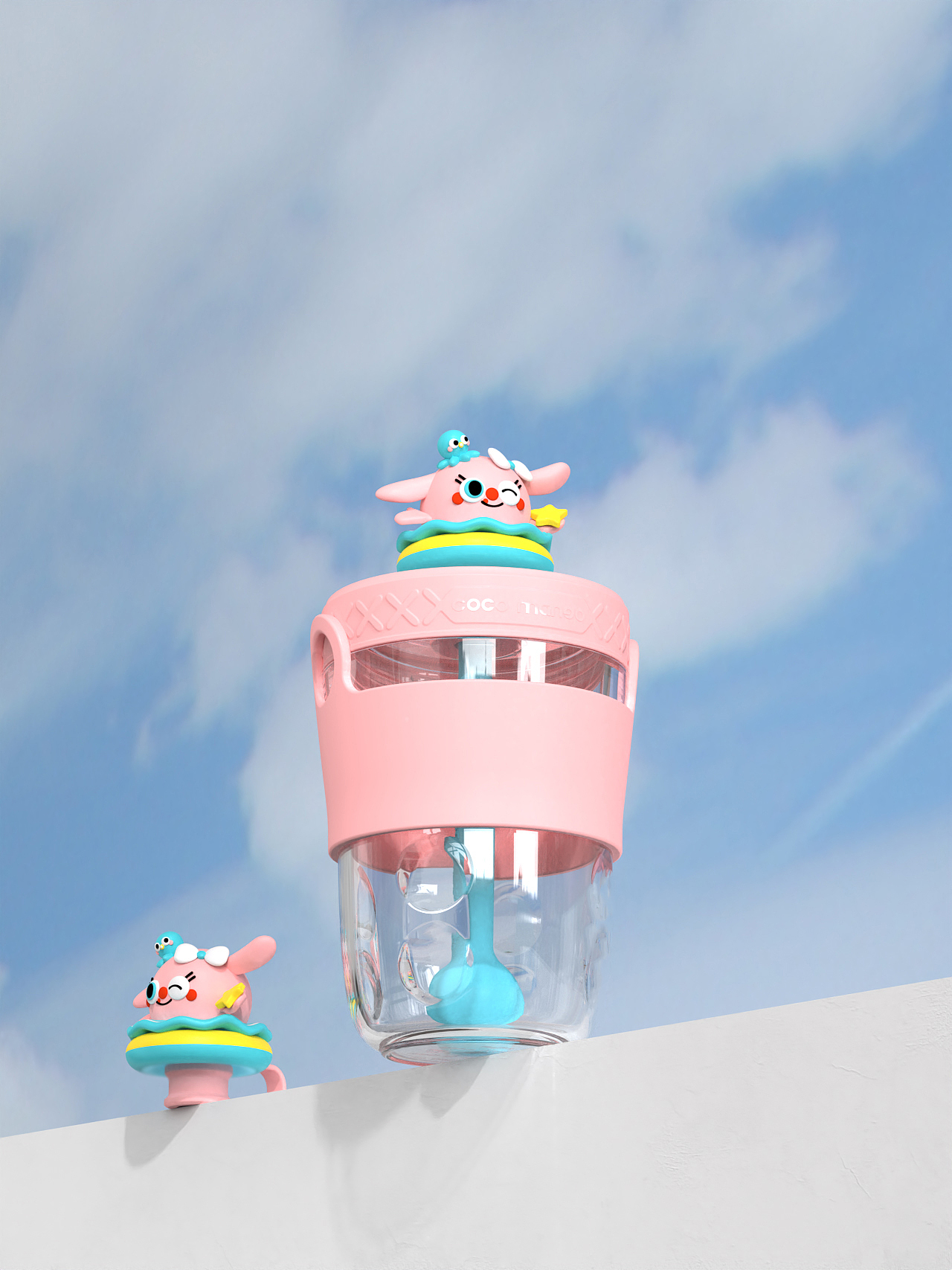 Straw cup，Summer Cup，Large capacity water cup，super cool and cute，Doll，Original IP，keyshot，rhino，