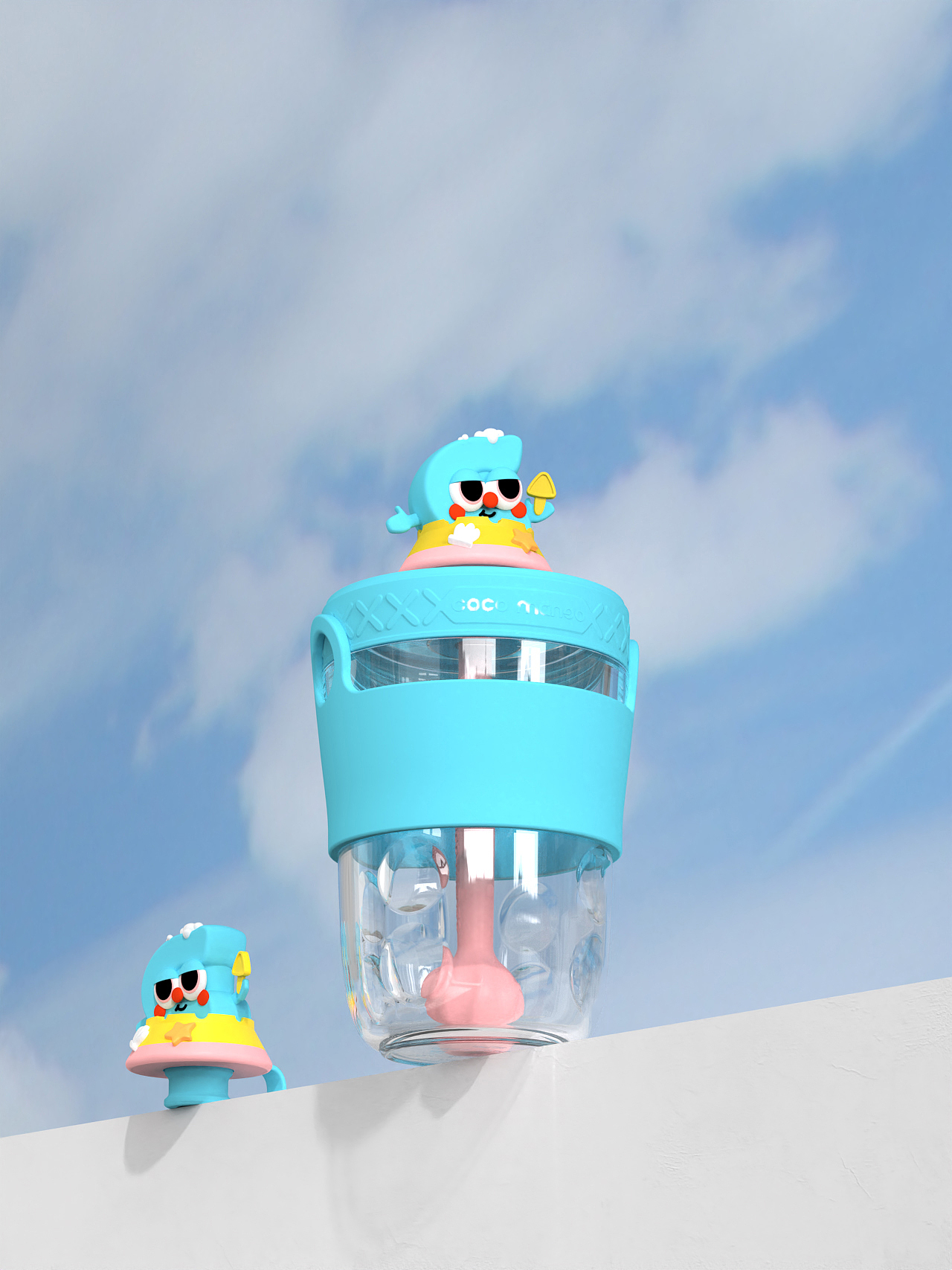 Straw cup，Summer Cup，Large capacity water cup，super cool and cute，Doll，Original IP，keyshot，rhino，