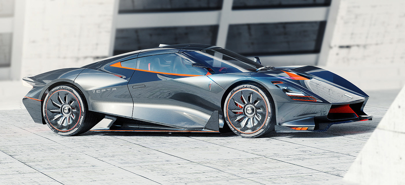 Sports car，Electric，Future design，3D rendering，