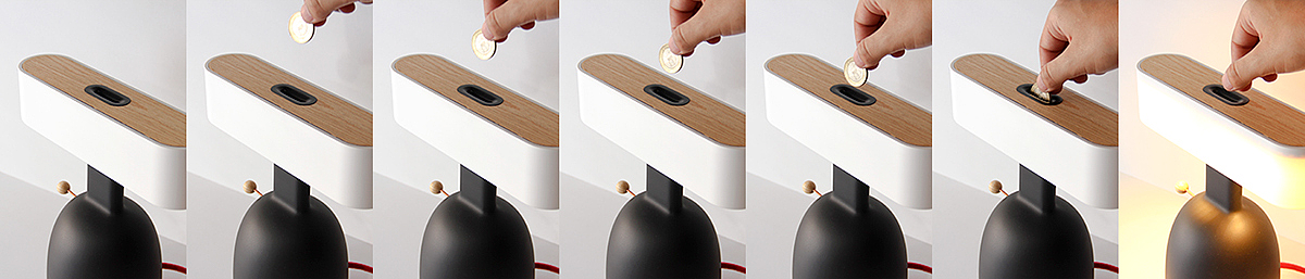Table lamp design，sound design ，speaker，lamps and lanterns，Creative brain hole，Cylinder design，Wood and plastic，Innovative switching mode，Wind energy，Black and white matching，White and wood，