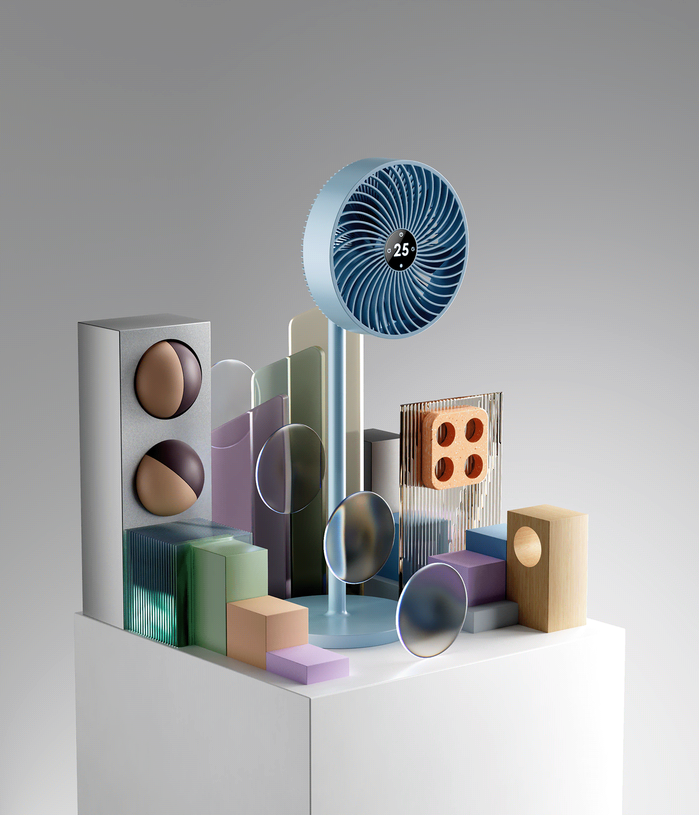 electric fan，simple，number，screen，