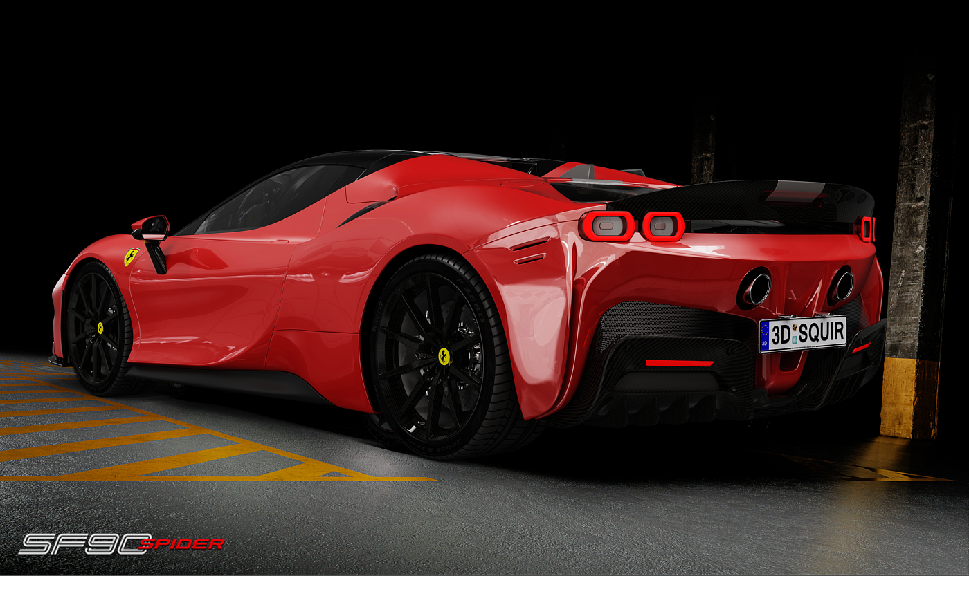 vehicle，Ferrari，Car rendering，Super run，