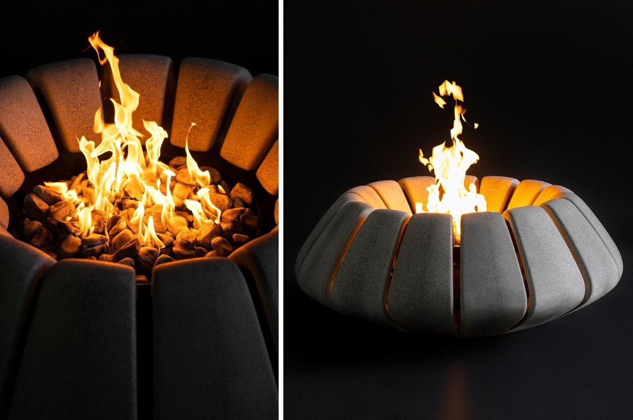 Sunflower，modularization，concrete，Fire pit，outdoors，