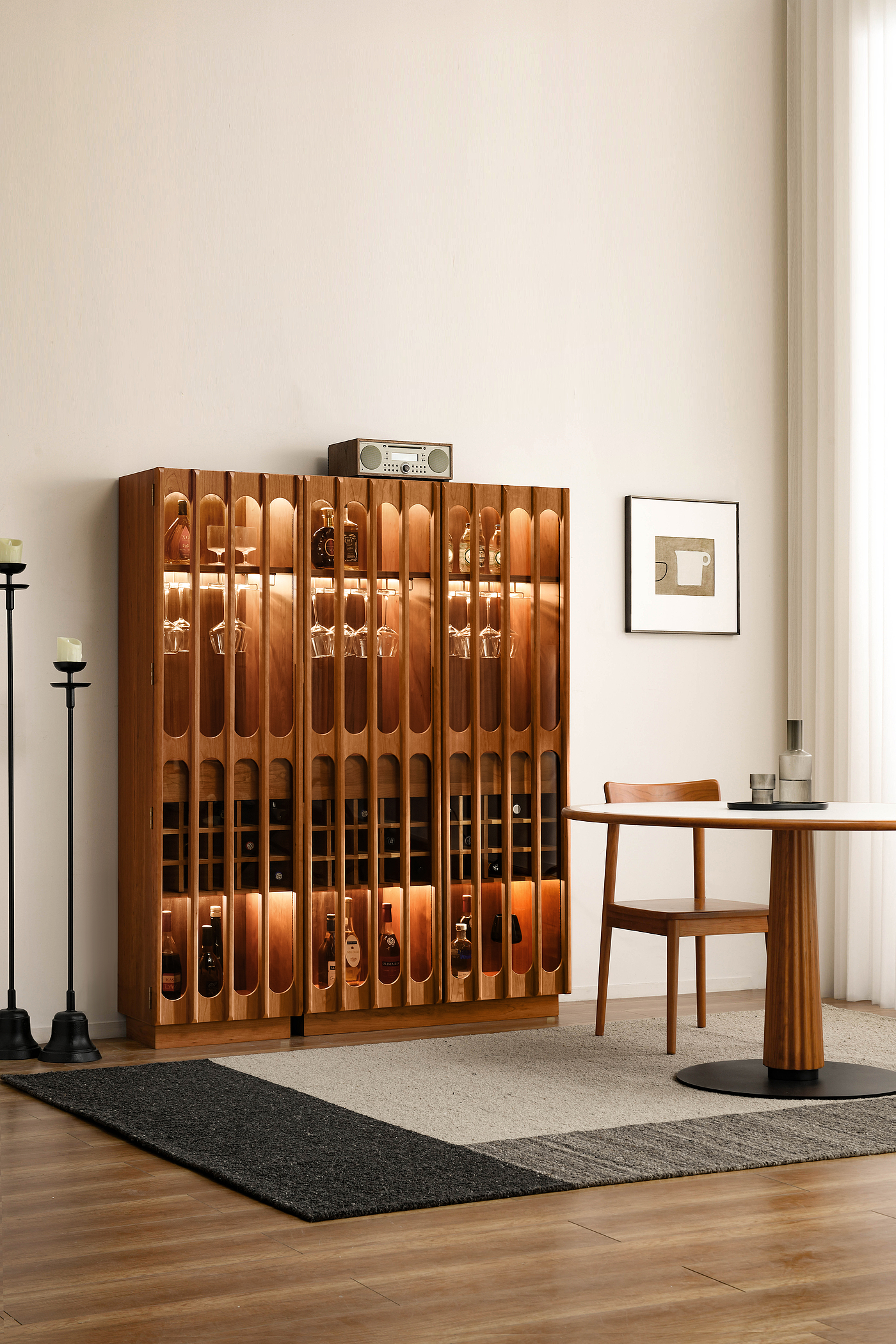 Wine Cabinet · Solid Wood · Atmosphere，