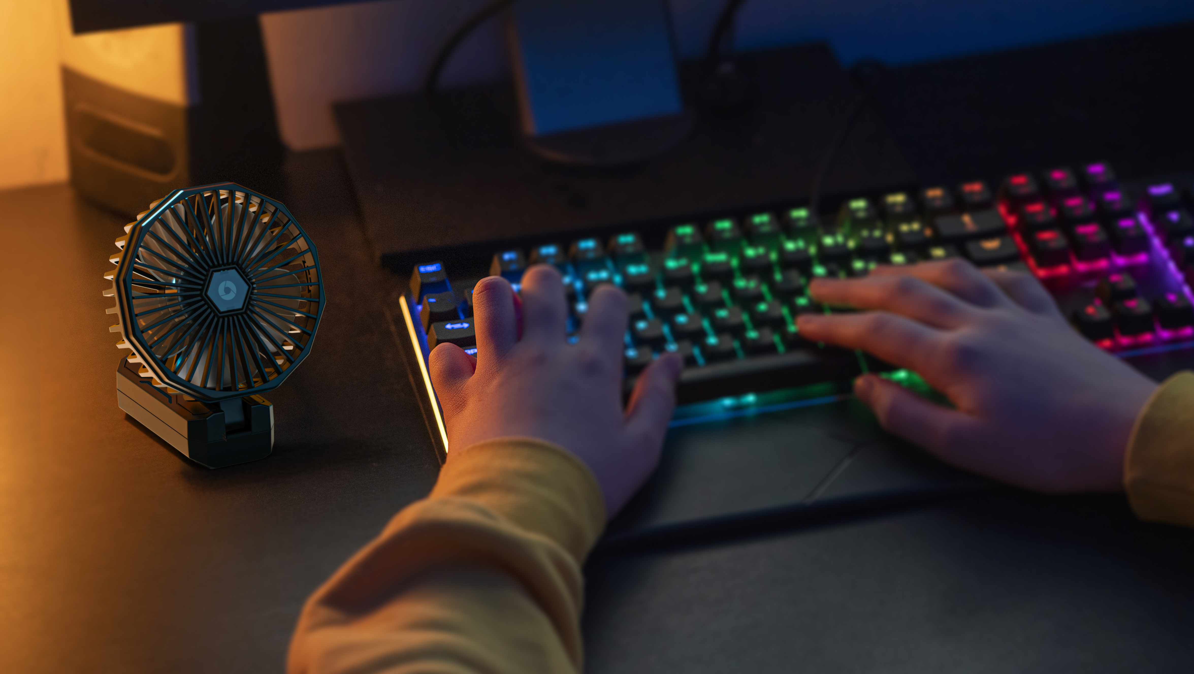 Handheld fan，Small fan，Cyberpunk，Cool，