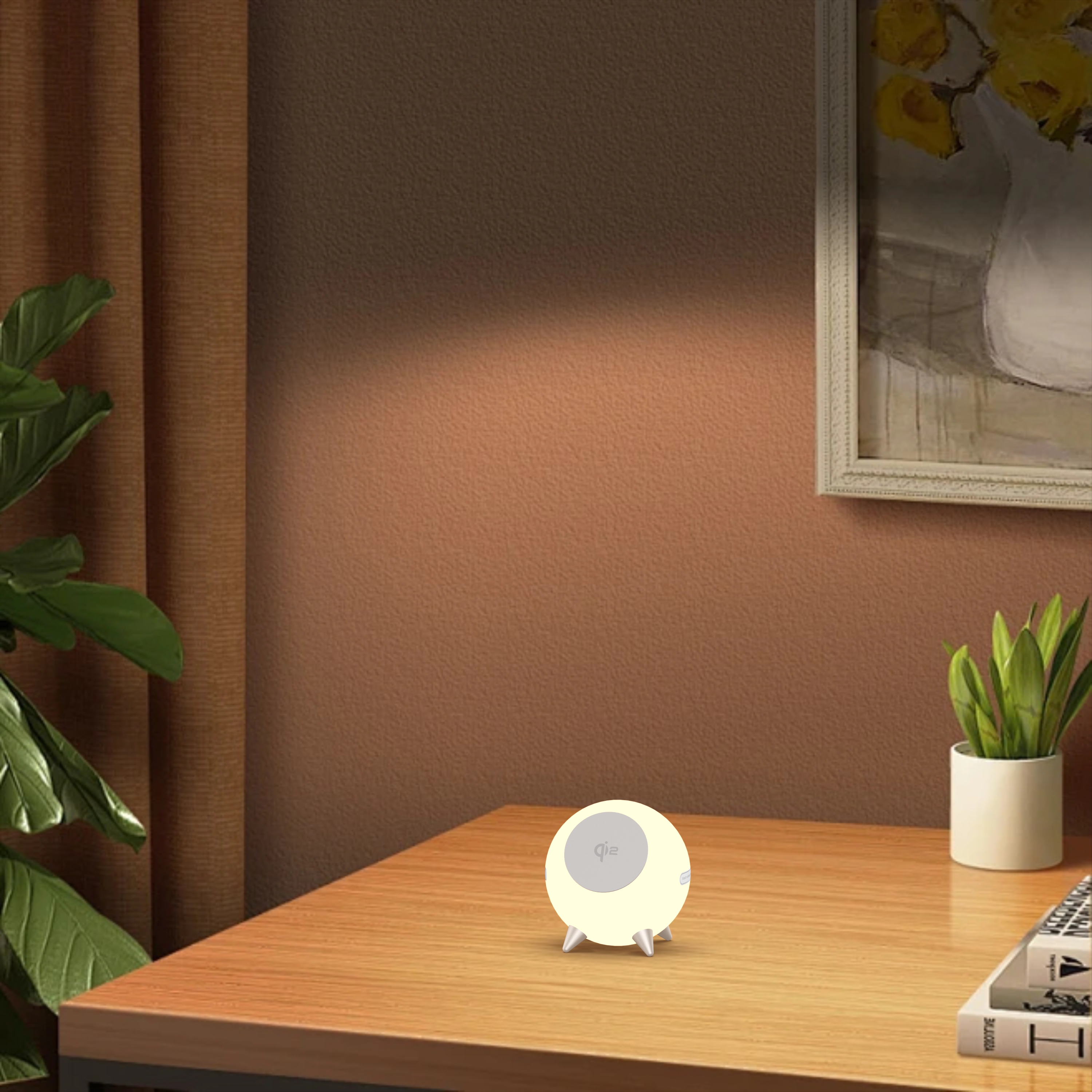 Magnetic suction three-in-one wireless night light，iphone magnetic three-in-one wireless charger with night light，