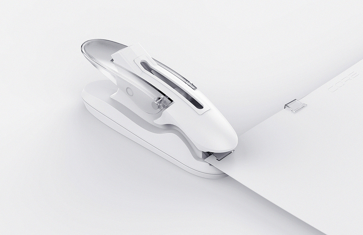 Stapleless，Stapler，white，Creative stationery，Staple less stapler，