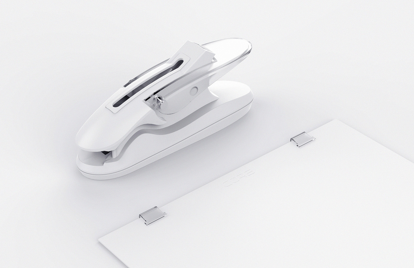 Stapleless，Stapler，white，Creative stationery，Staple less stapler，
