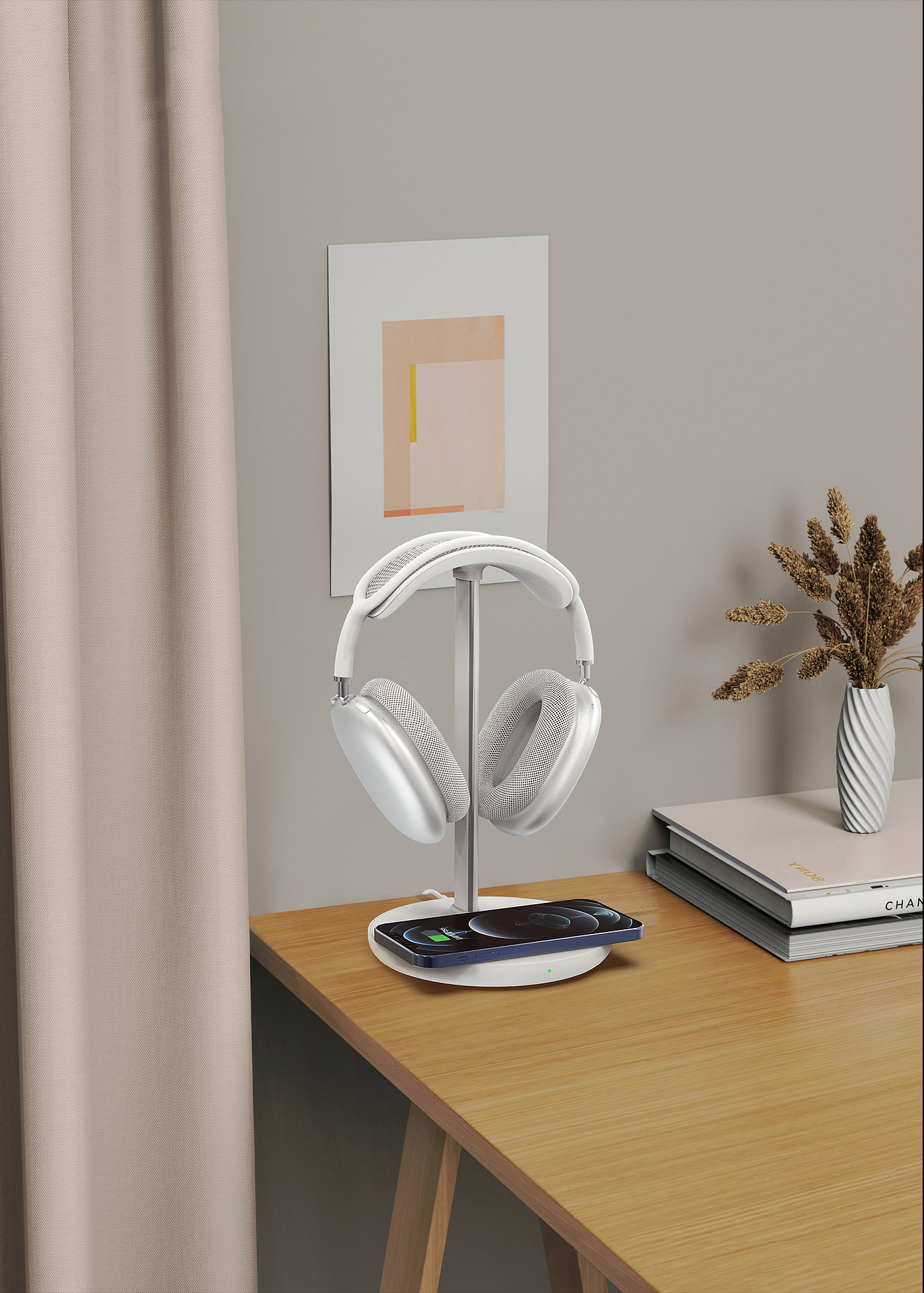 Headset stand wireless charging，