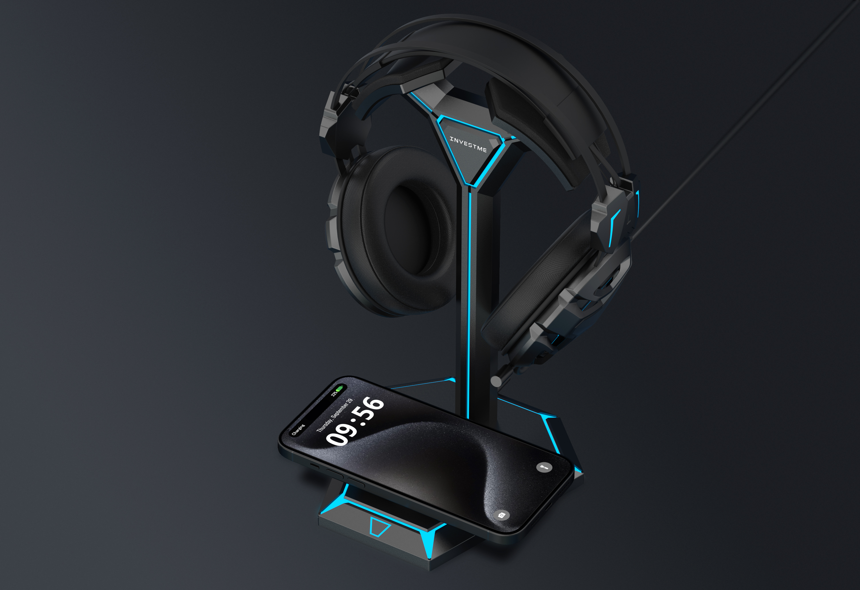 Mecha headset wireless charging，Mecha headset stand with iphone wireless，