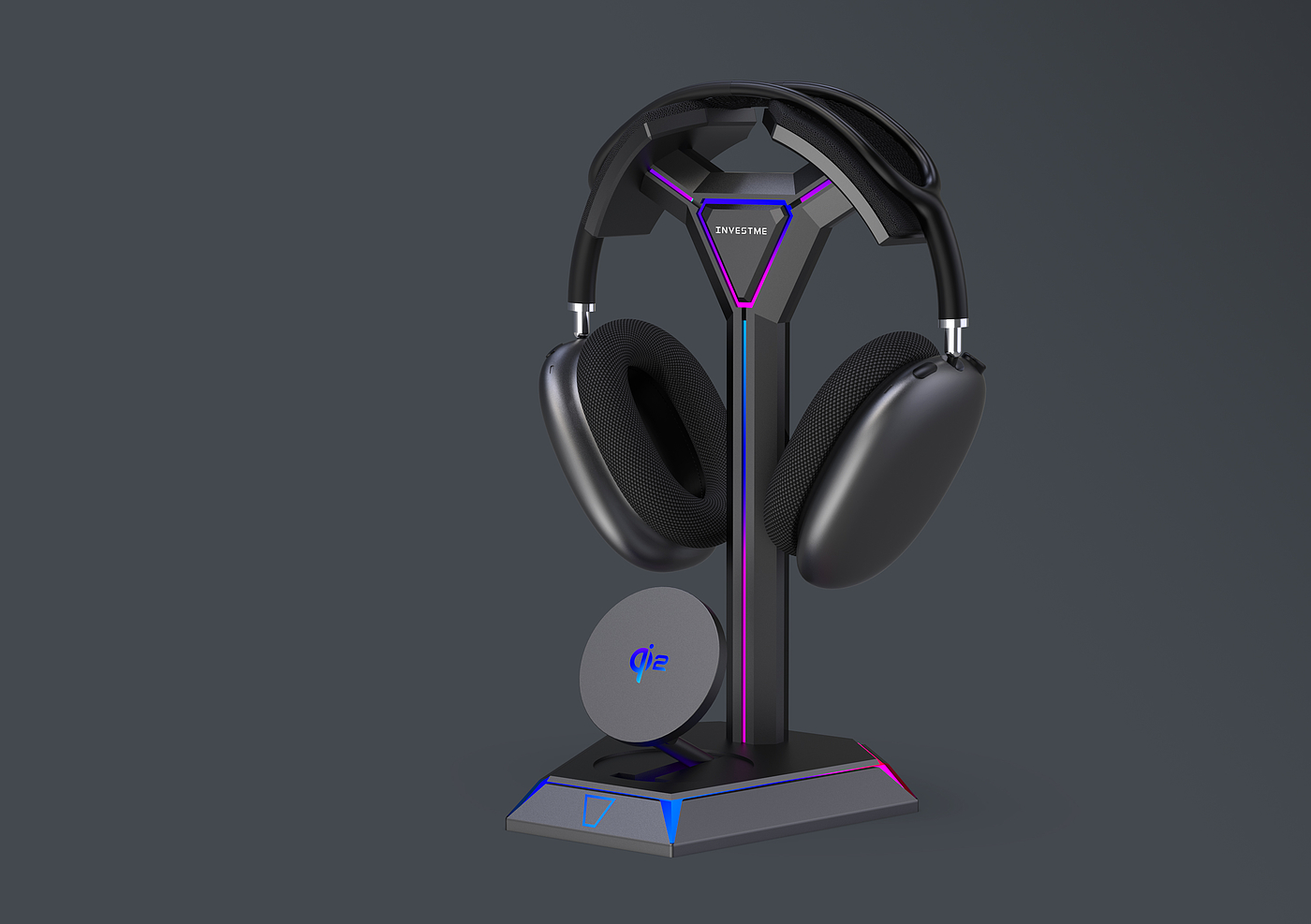 Mecha headset wireless charging，Mecha headset stand with iphone wireless，