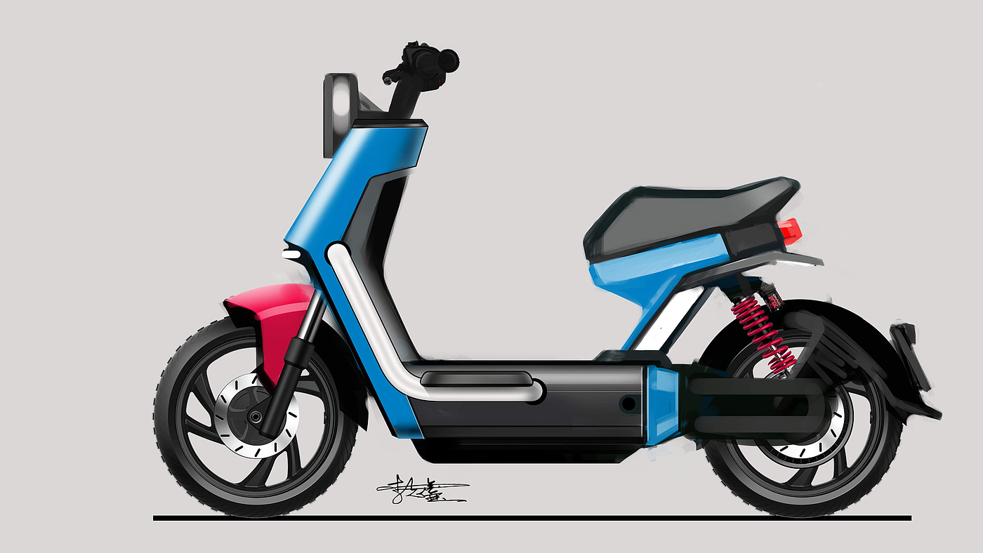 National standard electric vehicle，Electric bicycle design，Vehicle Design Sketch，