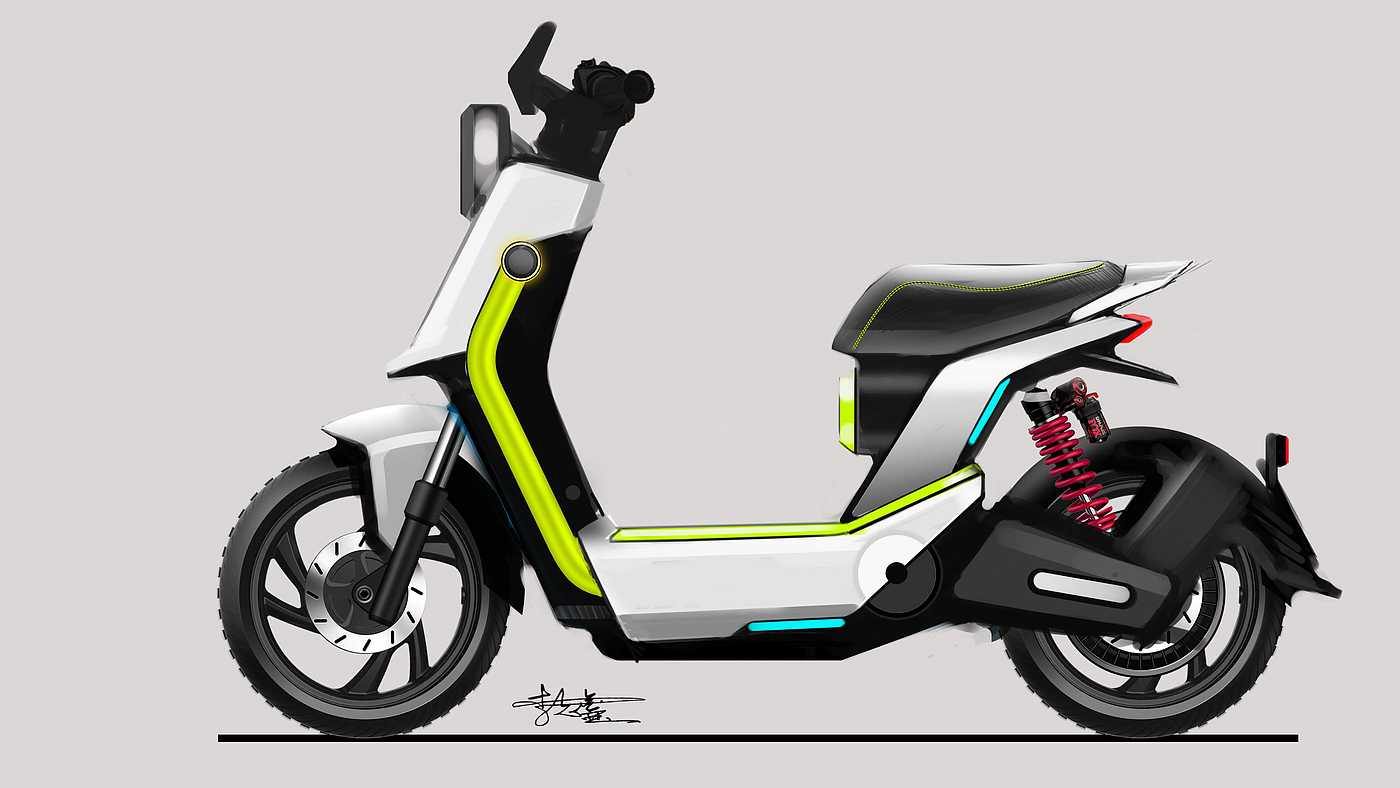 National standard electric vehicle，Electric bicycle design，Vehicle Design Sketch，