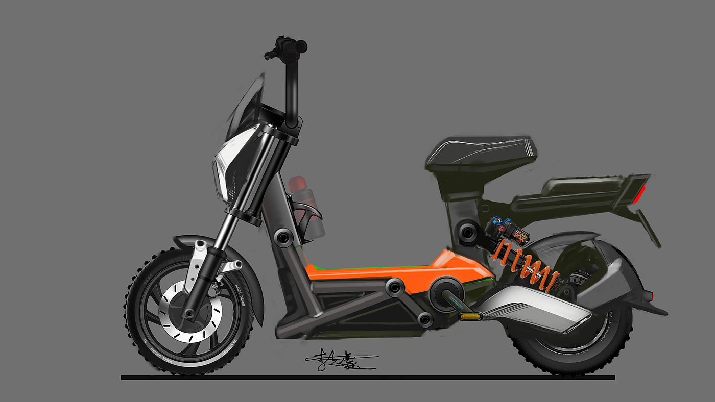 National standard electric vehicle，Electric bicycle design，Vehicle Design Sketch，