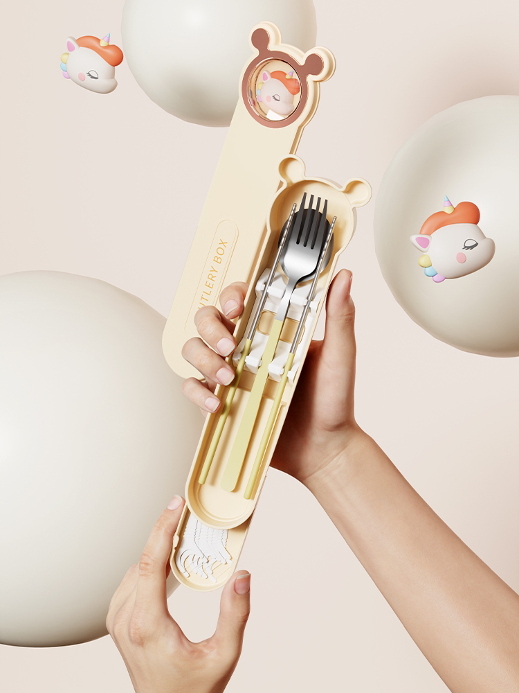 Portable box，Tableware box，Student portable tableware box，Tableware box with dental floss storage，