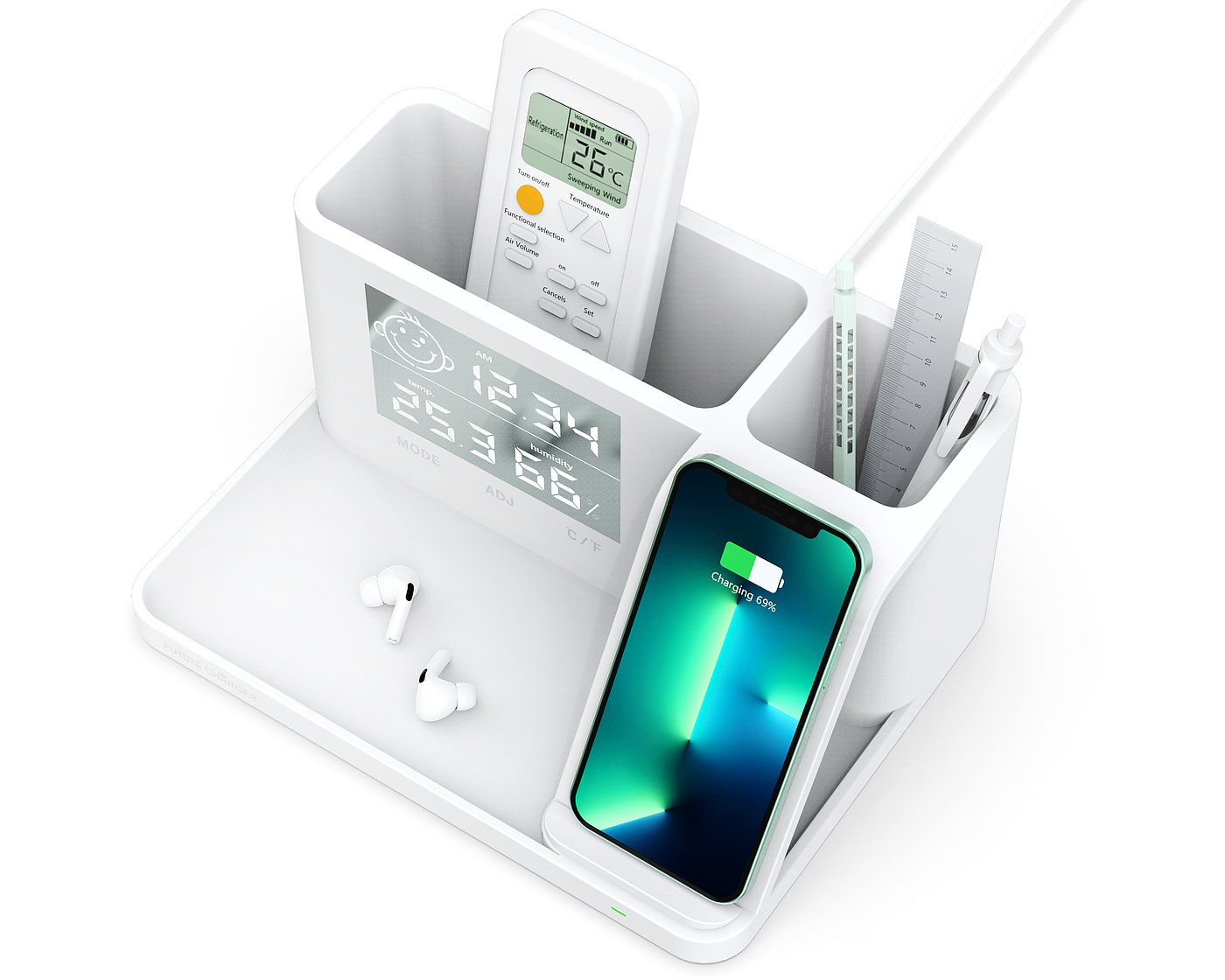 Pen container storage wireless charging，