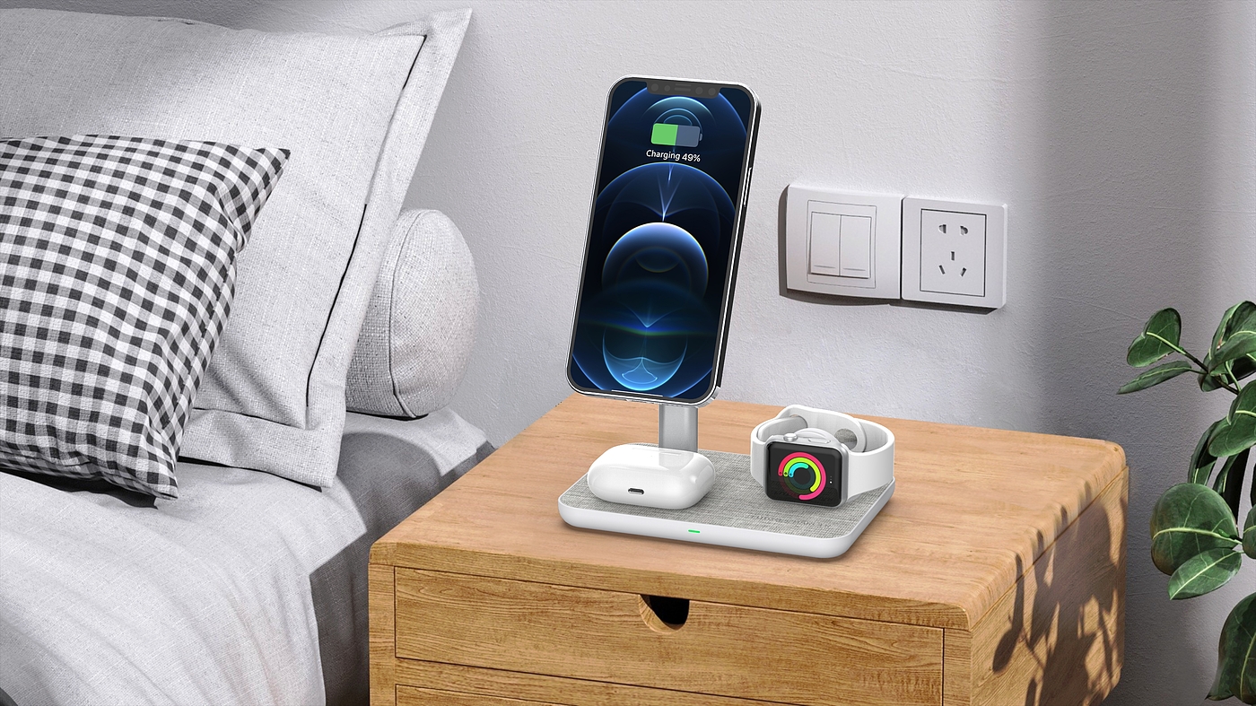 Magnetic three-in-one wireless charging，