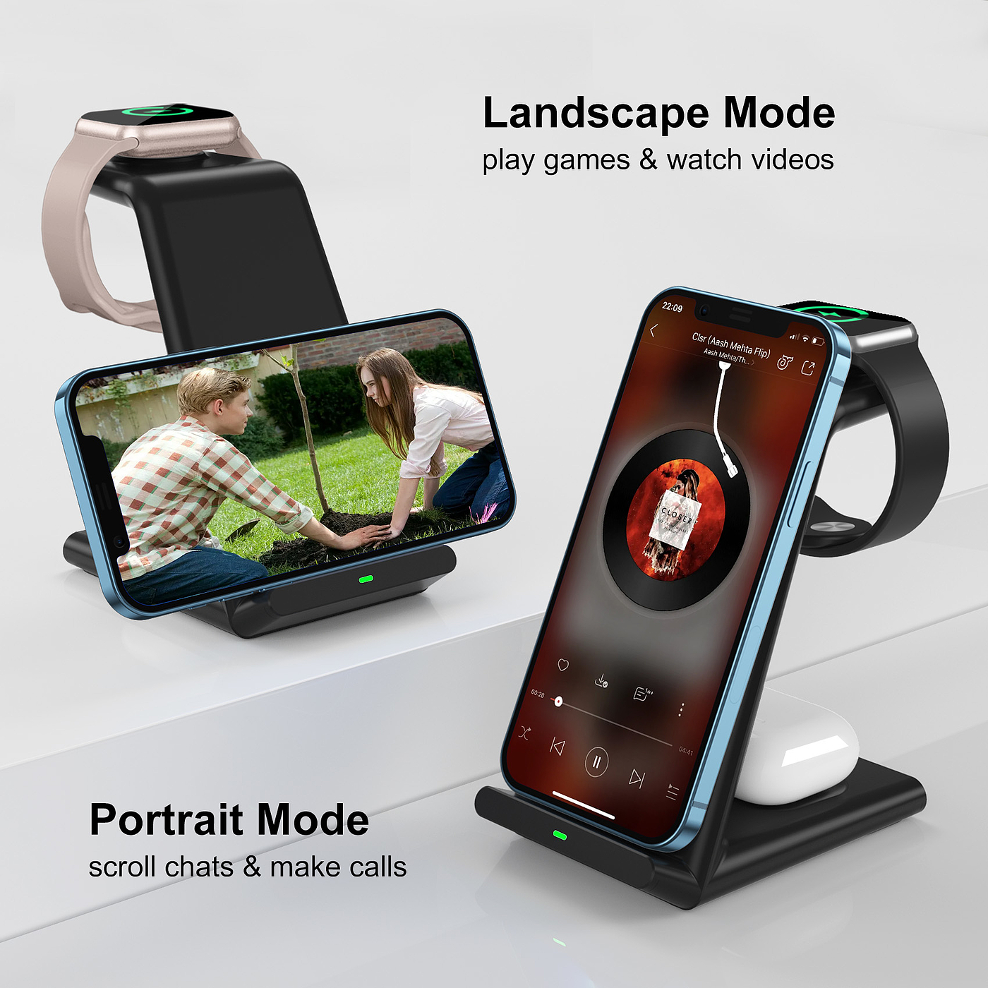 Magnetic three-in-one wireless charging，