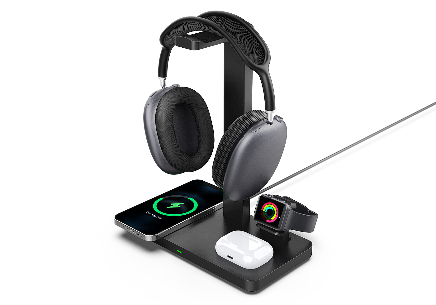 Multi-function earphone holder wireless charging，