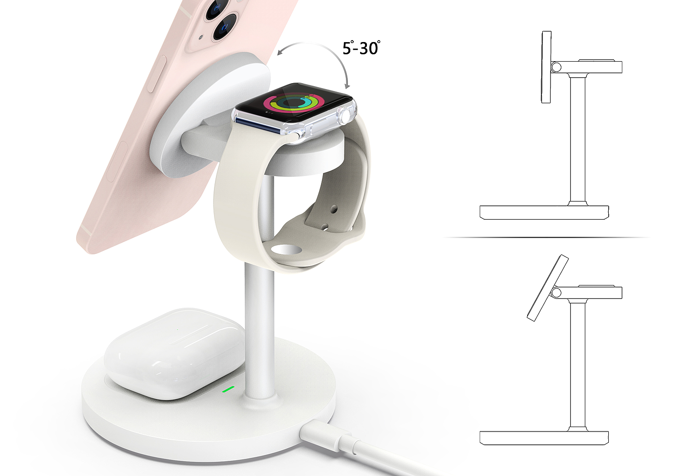 Apple Watch Headset 2-in -1 Wireless Charging，