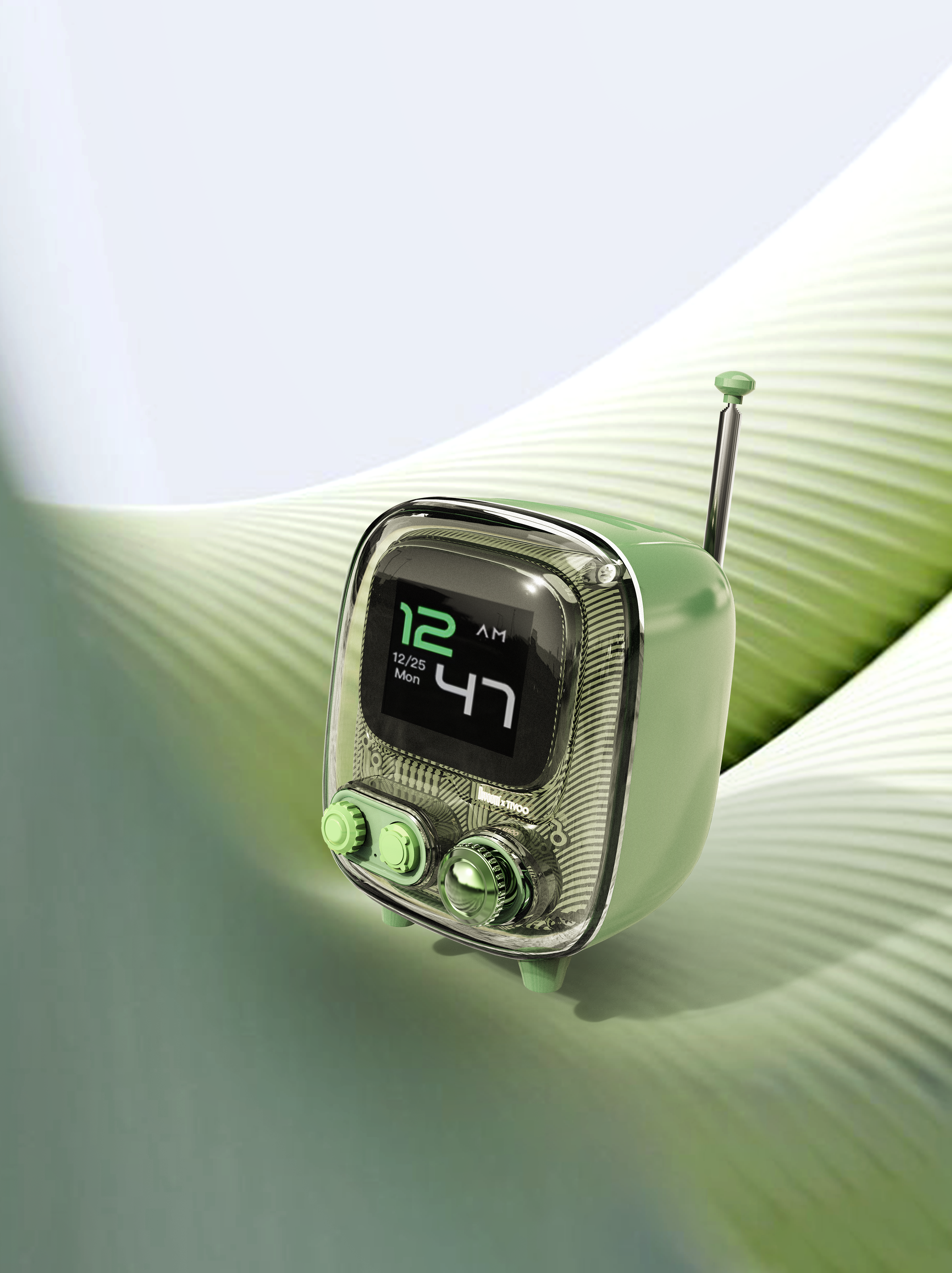 product design，album speaker，Retro small TV，Bluetooth Speaker ，The table is set up.，