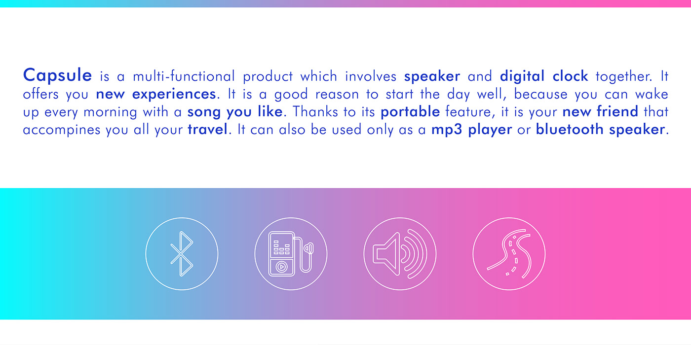 Capsule，Bluetooth Speaker ，Clock，multi-function，conceptual design，