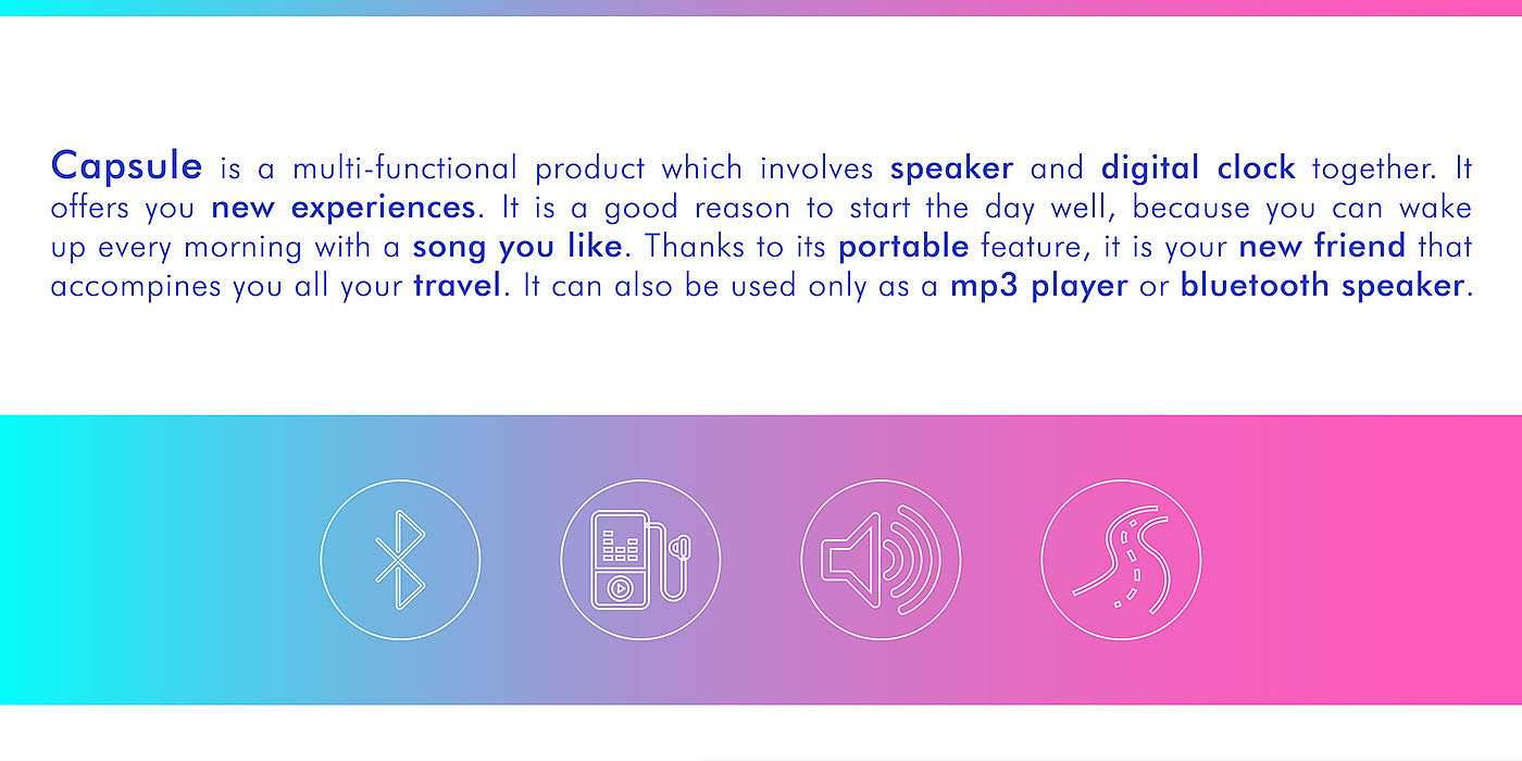 Capsule，Bluetooth Speaker ，Clock，multi-function，conceptual design，