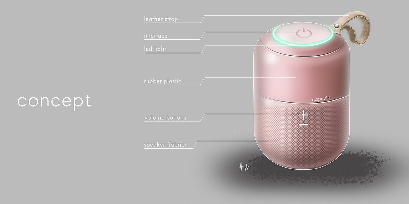 Capsule，蓝牙音箱，时钟，多功能，概念设计，