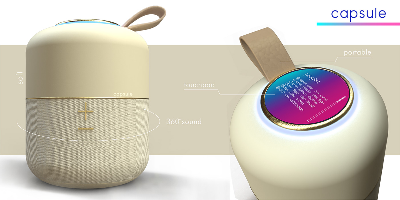 Capsule，Bluetooth Speaker ，Clock，multi-function，conceptual design，