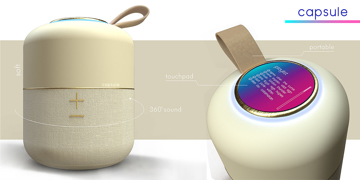 Capsule，Bluetooth Speaker ，Clock，multi-function，conceptual design，