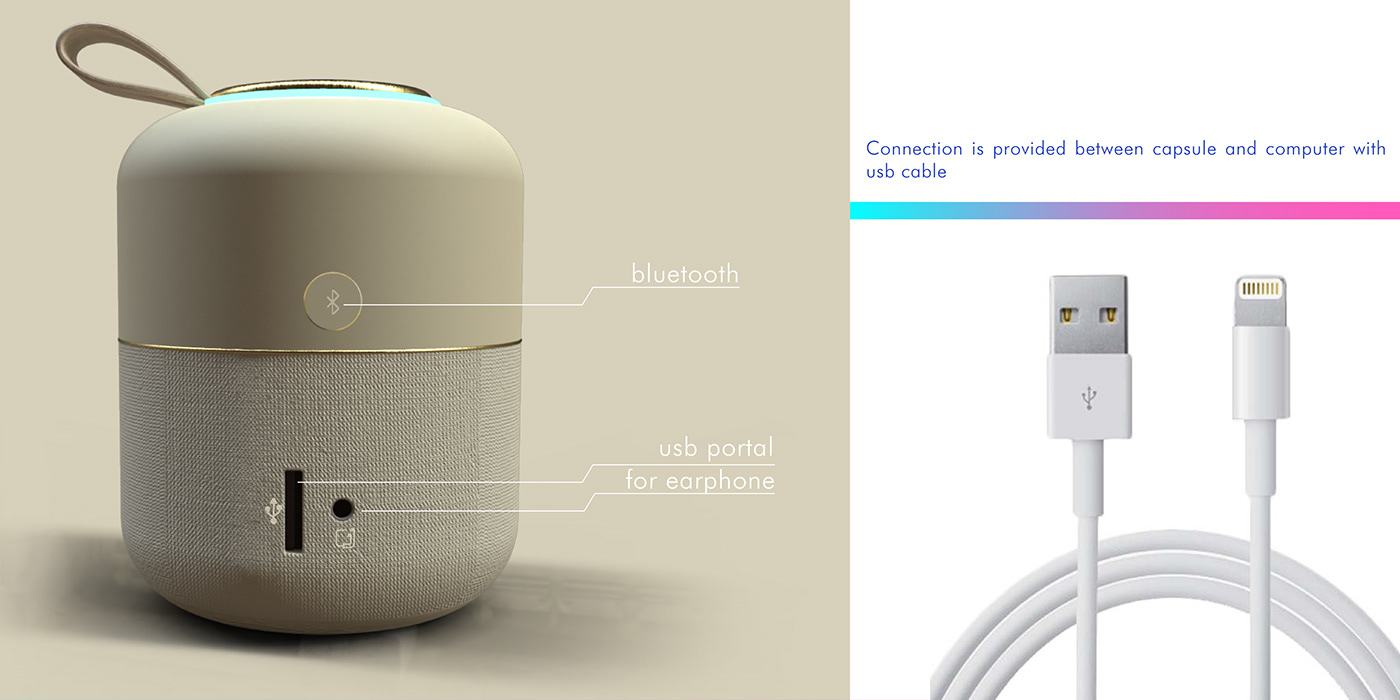 Capsule，Bluetooth Speaker ，Clock，multi-function，conceptual design，