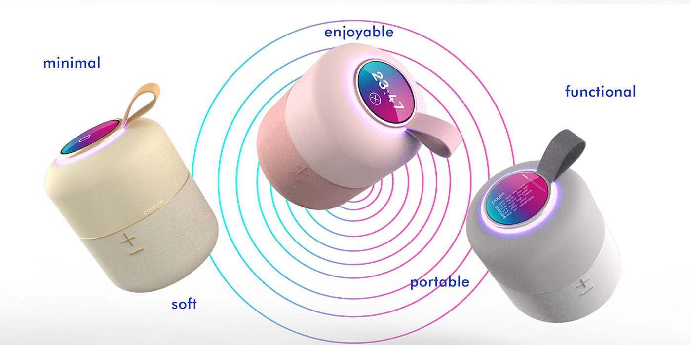 Capsule，Bluetooth Speaker ，Clock，multi-function，conceptual design，