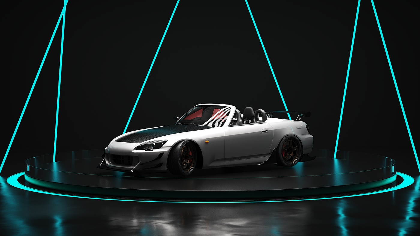 Car rendering，Honda，Rendering exercise，vehicle，racing，S2000，