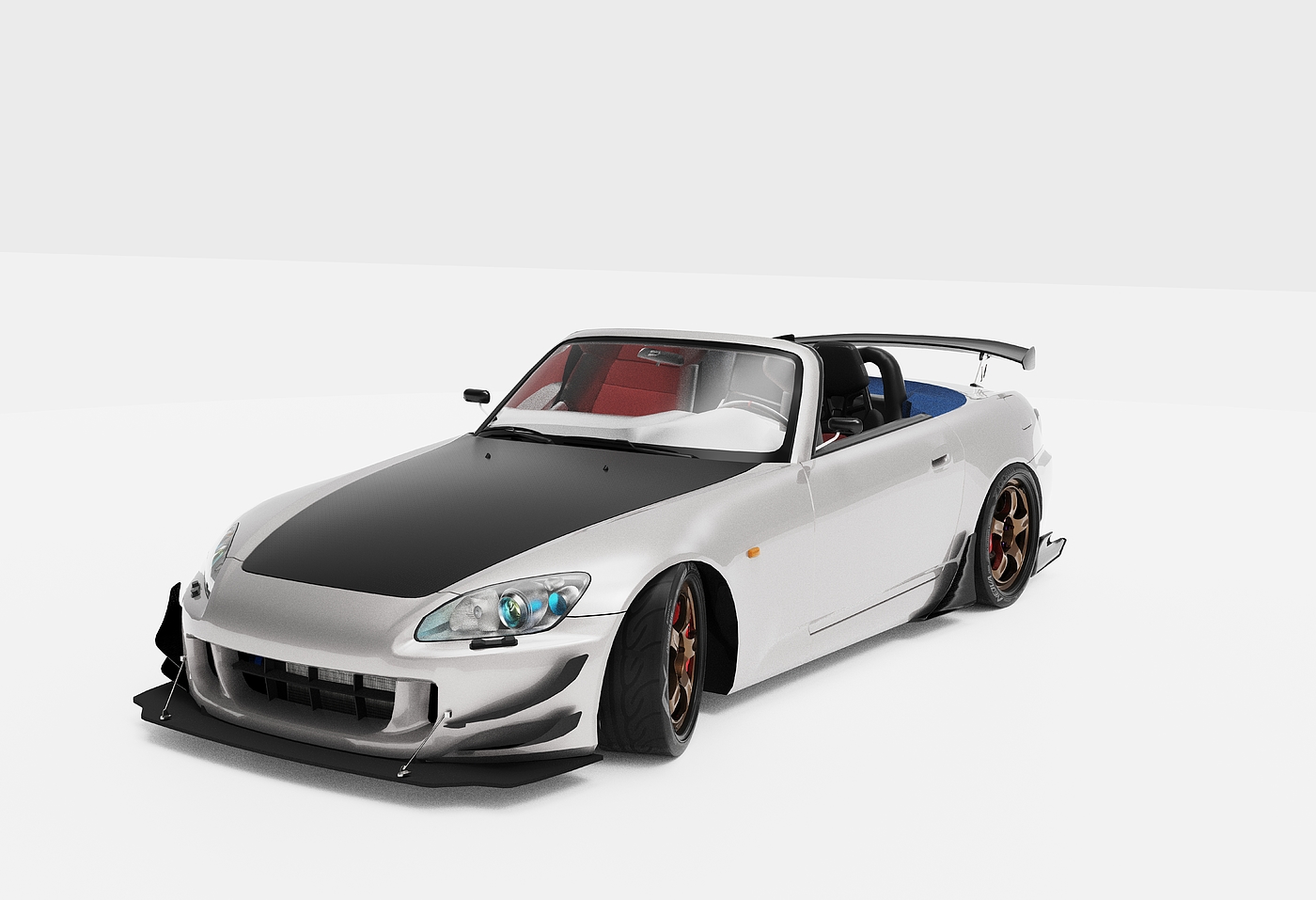 Car rendering，Honda，Rendering exercise，vehicle，racing，S2000，