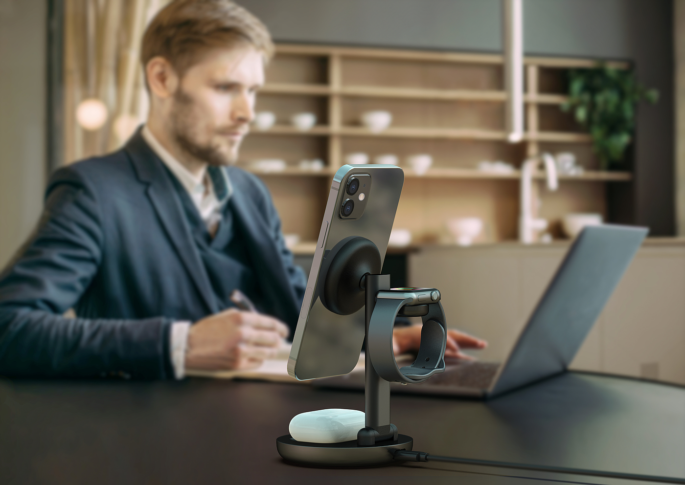 Magnetic three-in-one wireless charging，