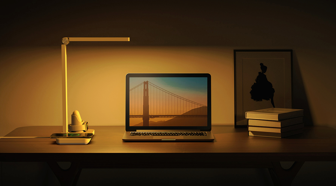 All-in-one table lamp wireless charging，