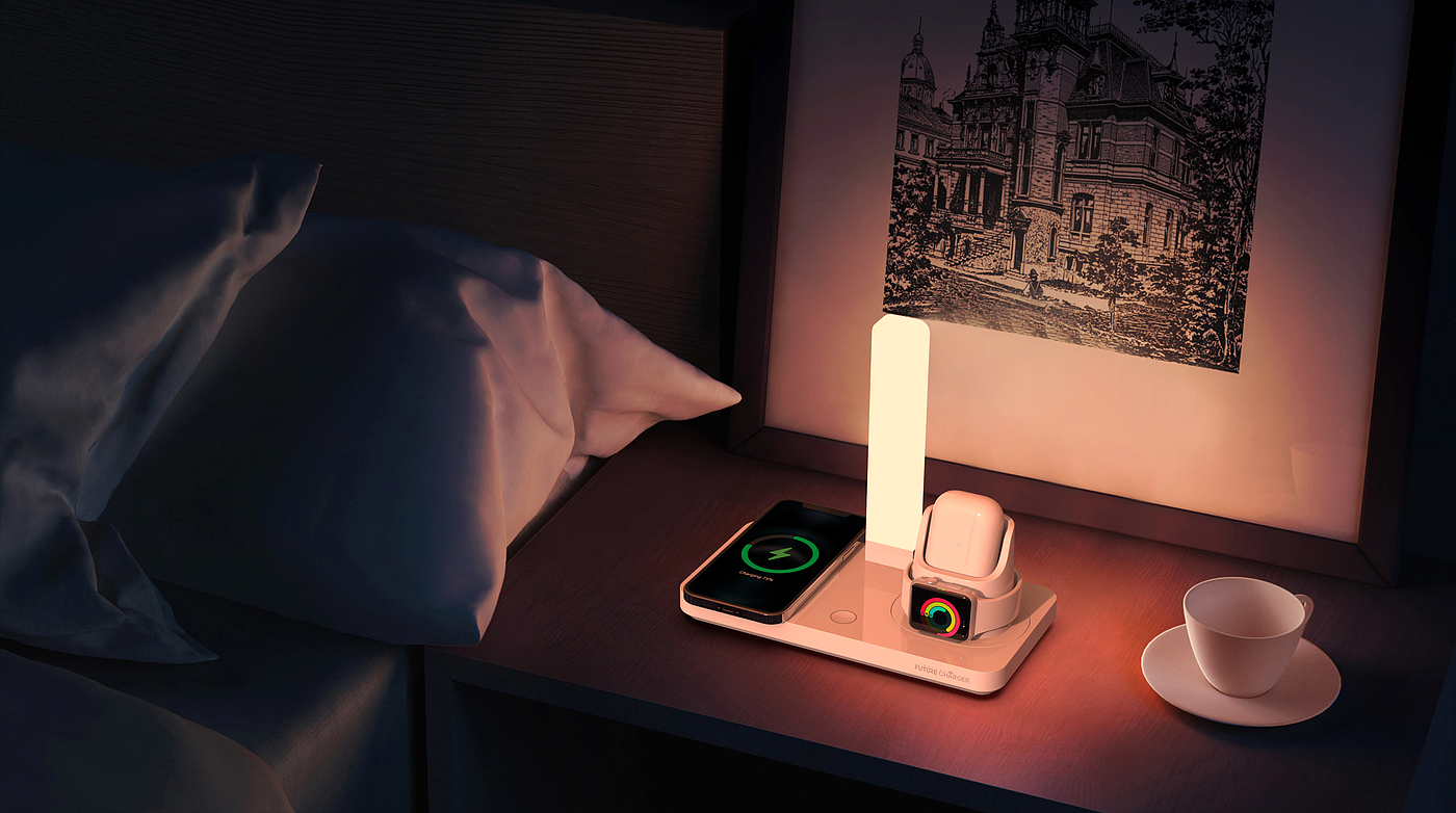 All-in-one table lamp wireless charging，