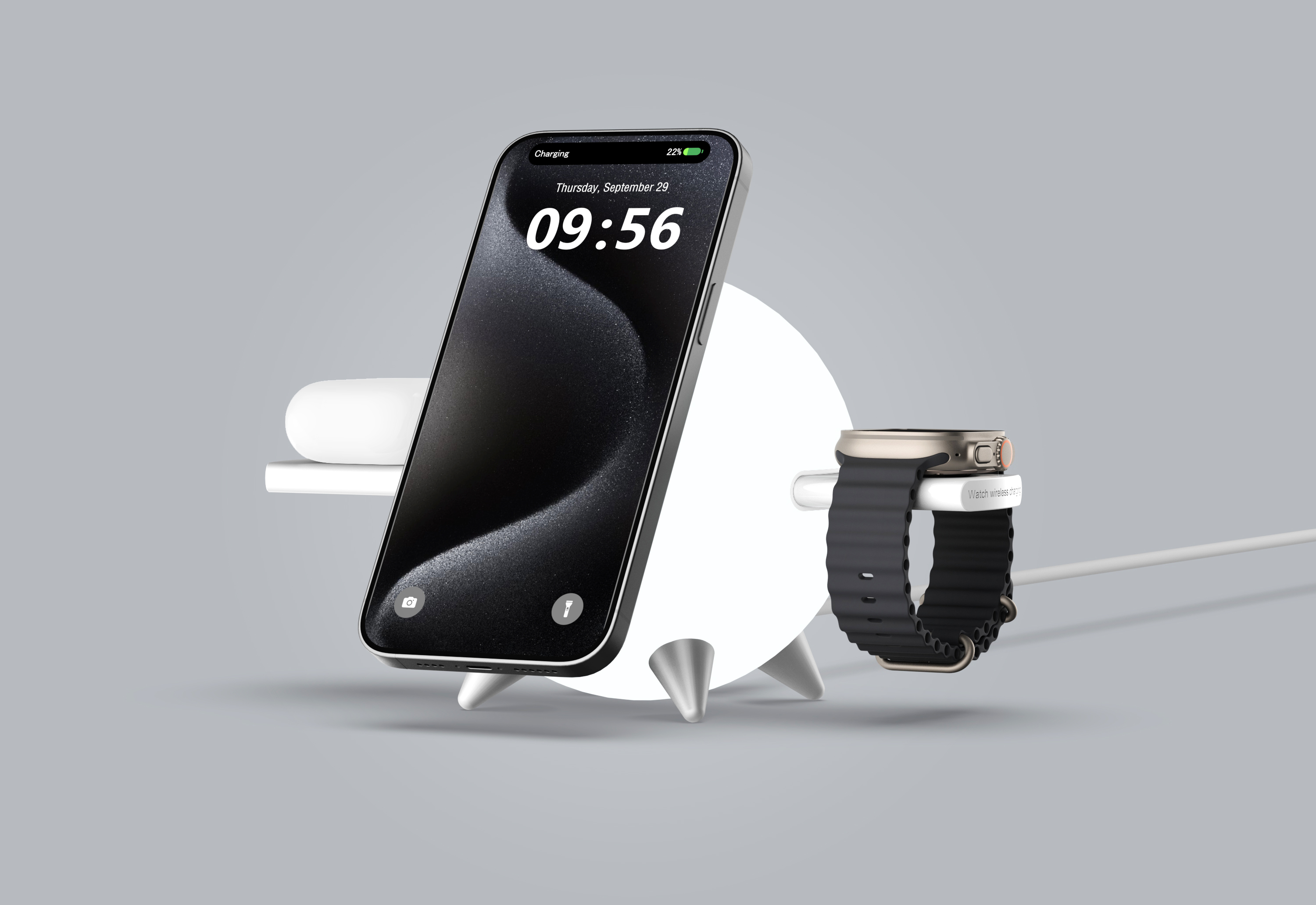 Magnetic suction three-in-one wireless night light，iphone magnetic three-in-one wireless charger with night light，