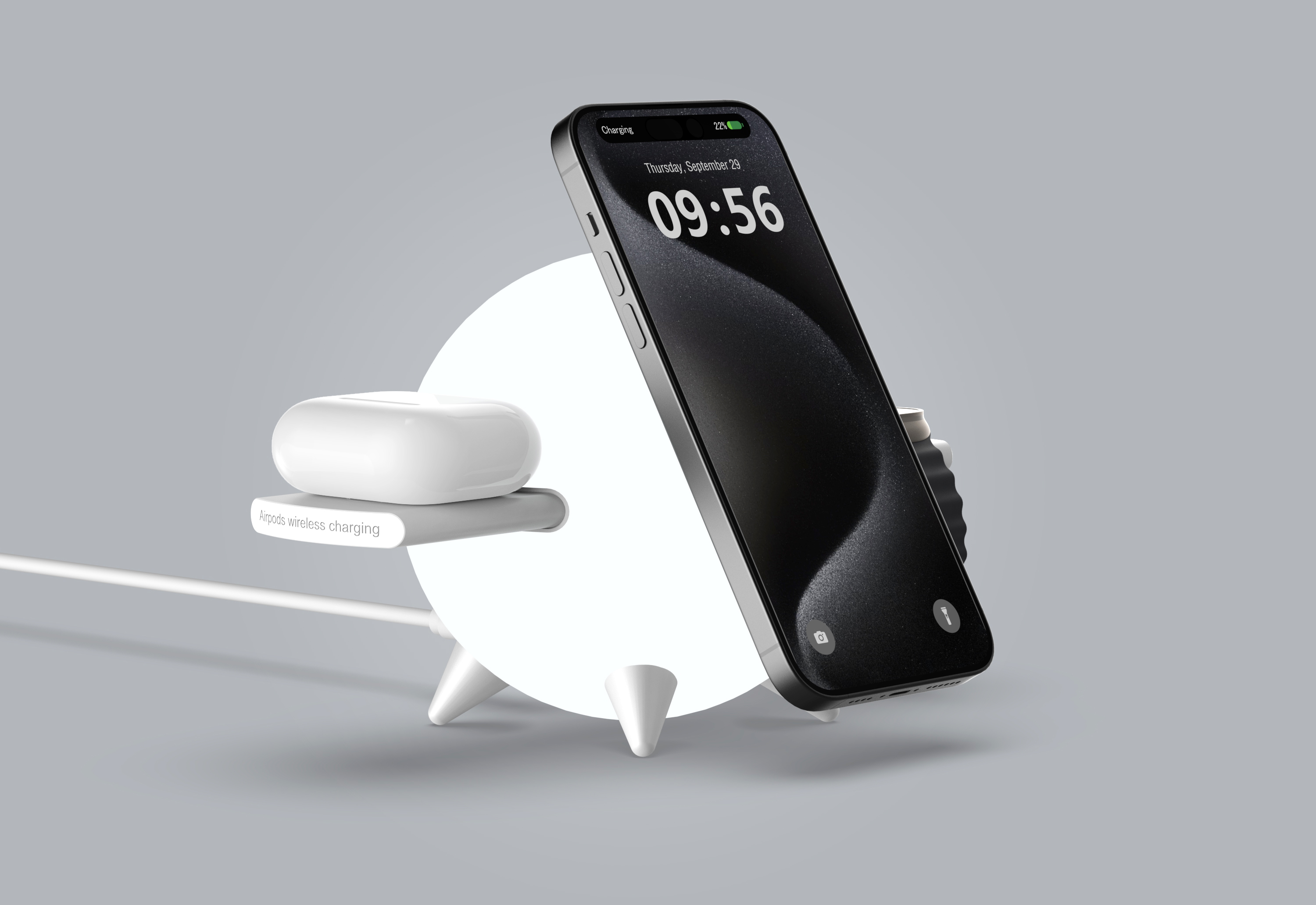 Magnetic suction three-in-one wireless night light，iphone magnetic three-in-one wireless charger with night light，