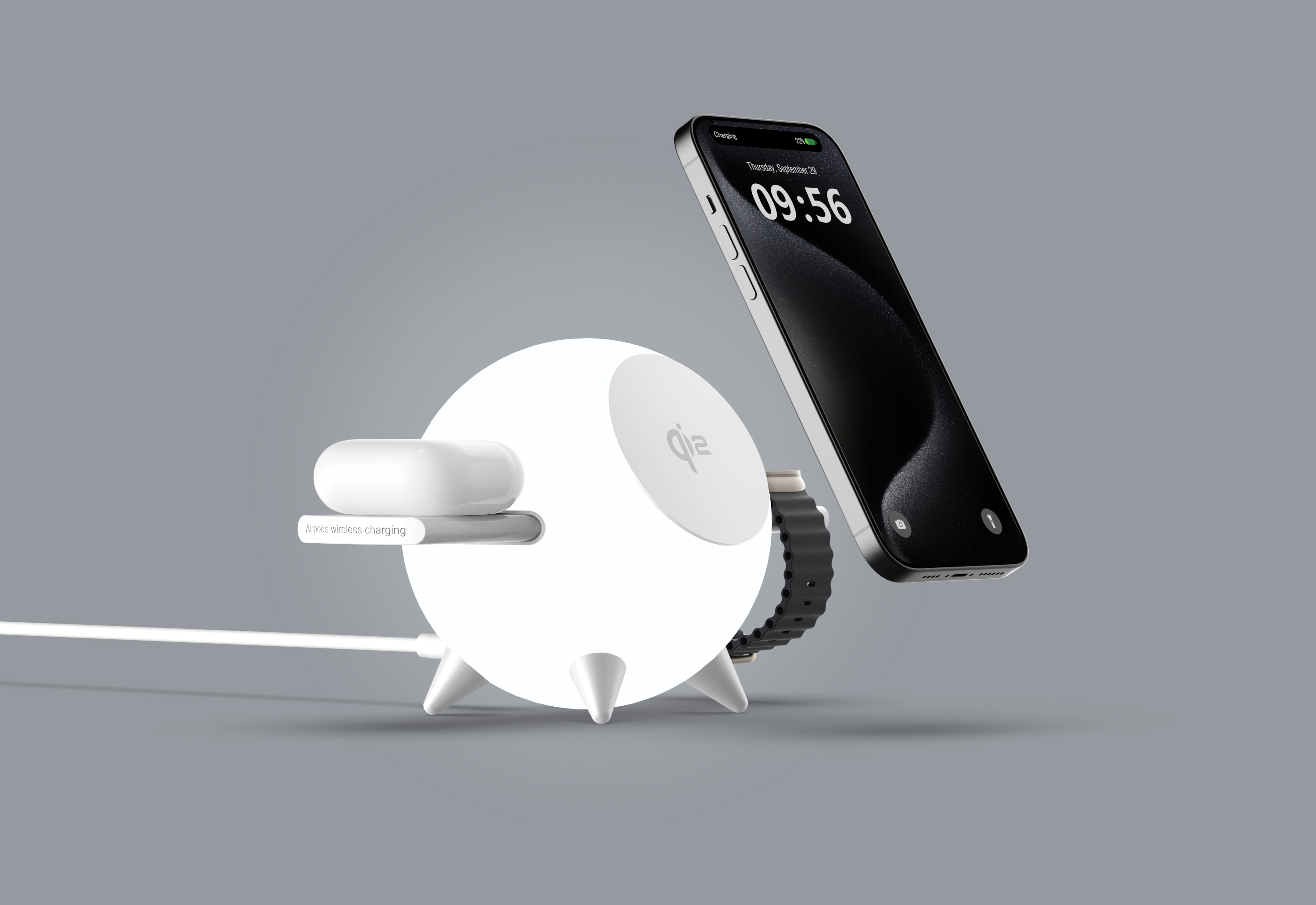 Magnetic suction three-in-one wireless night light，iphone magnetic three-in-one wireless charger with night light，