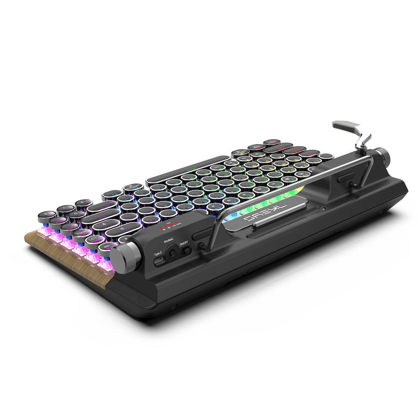 Retro Typewriter Keyboard，Round Key Cap，