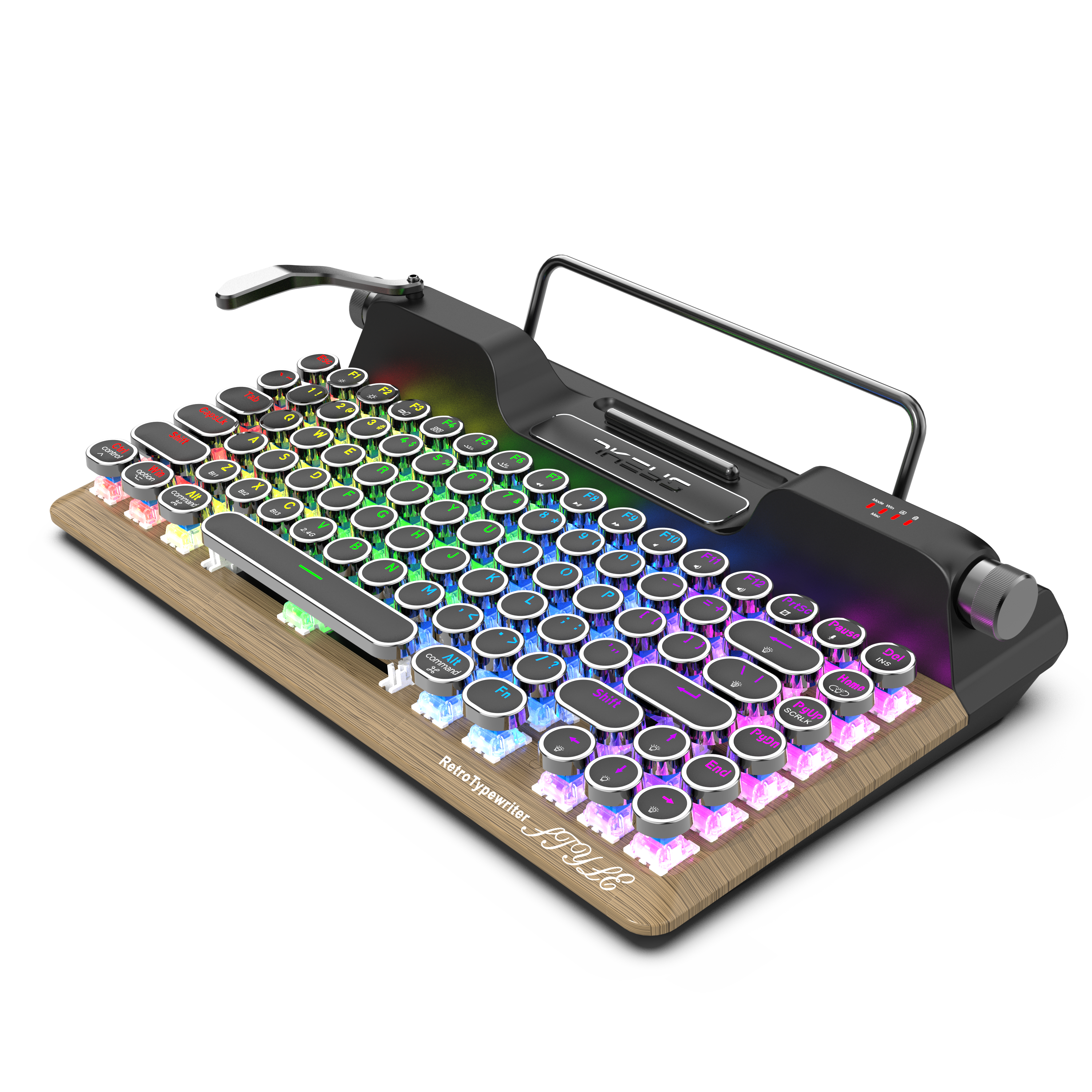 Retro Typewriter Keyboard，Round Key Cap，