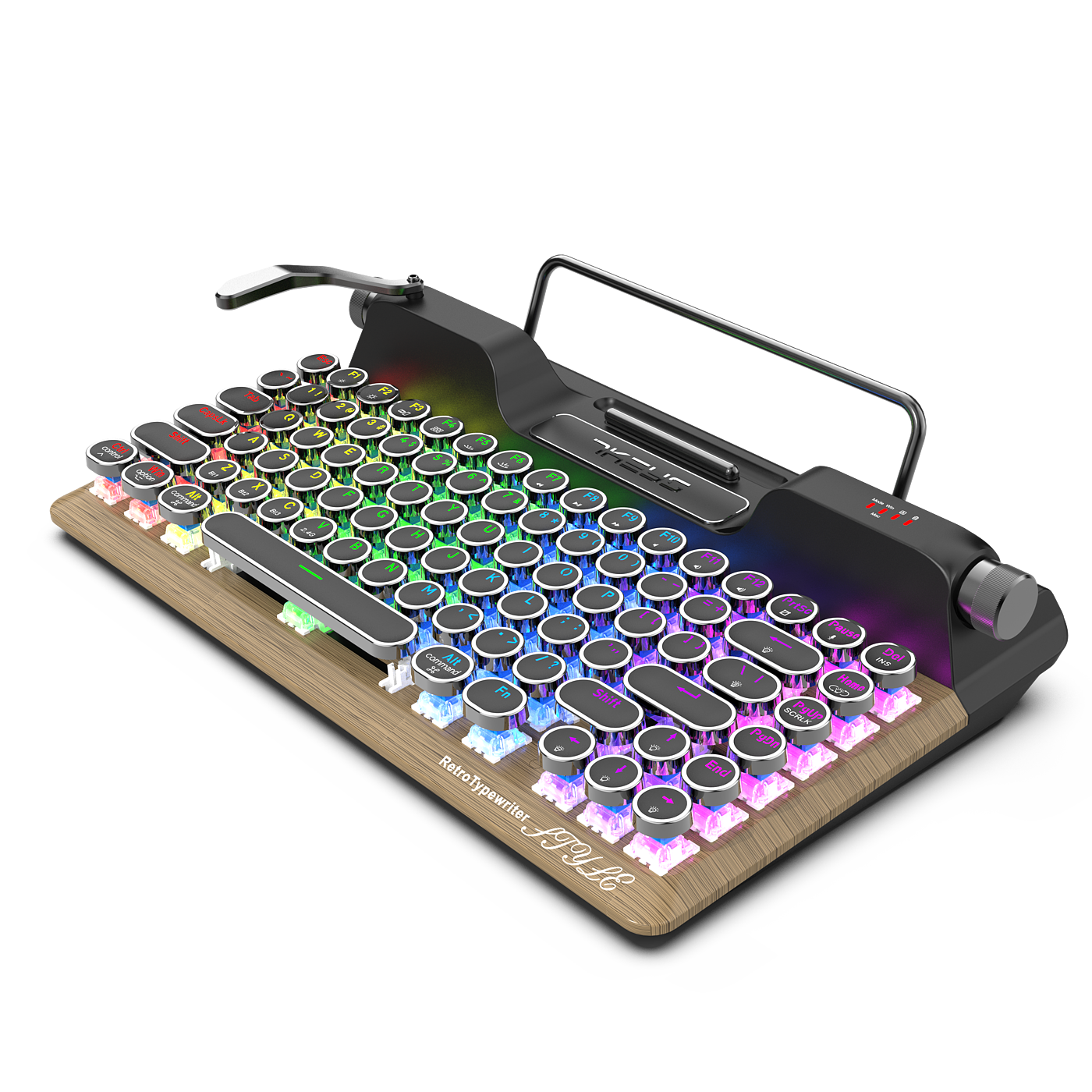 Retro Typewriter Keyboard，Round Key Cap，