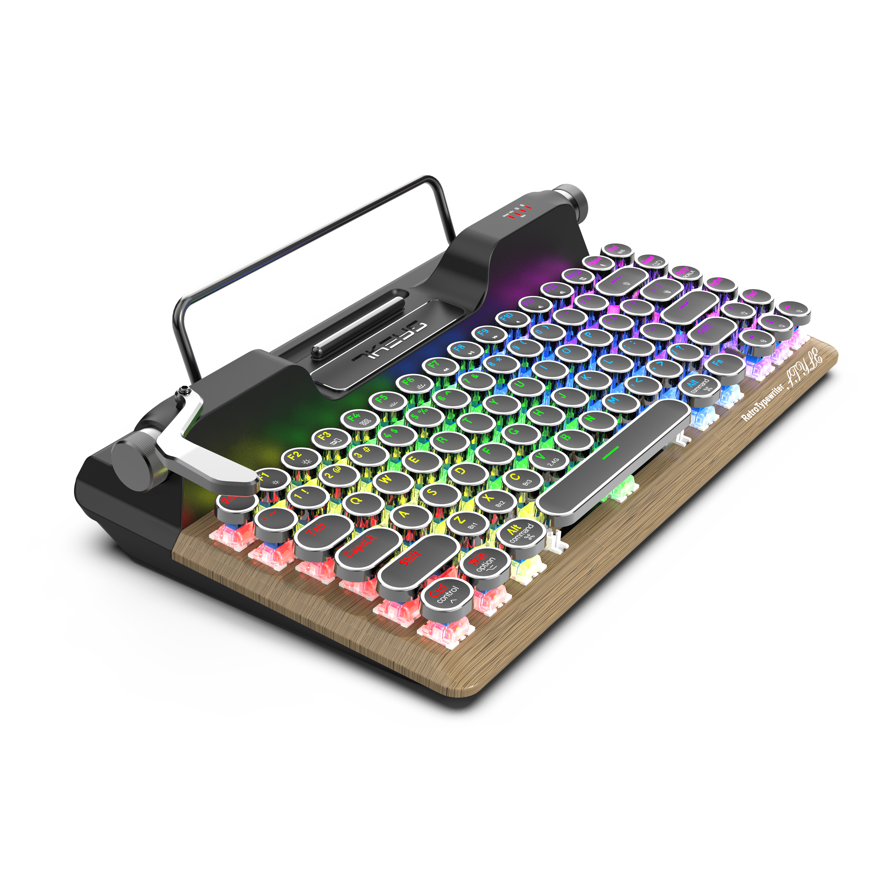 Retro Typewriter Keyboard，Round Key Cap，