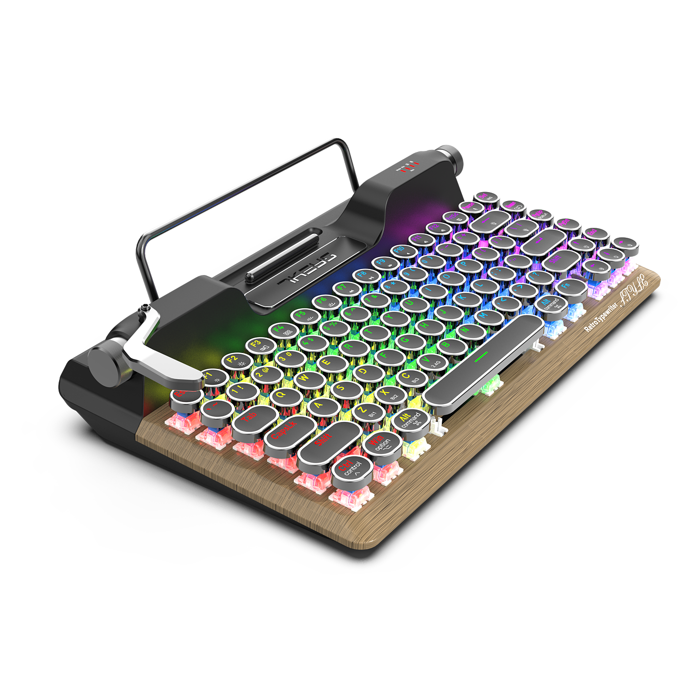 Retro Typewriter Keyboard，Round Key Cap，