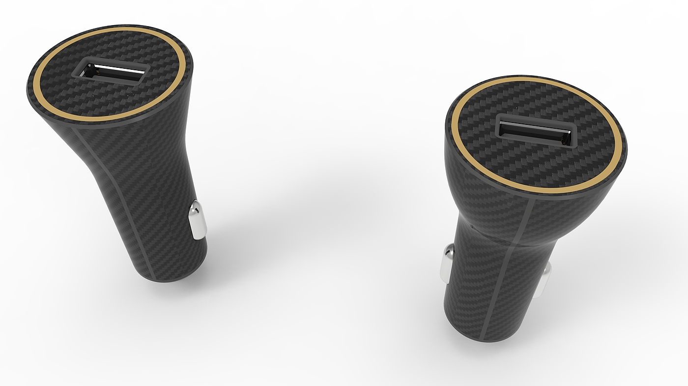 Quick charging QC3 0 cigarette lighter plug，Carbon fiber car charger universal quick charging，Carbon fiber with fast charging USB interface，
